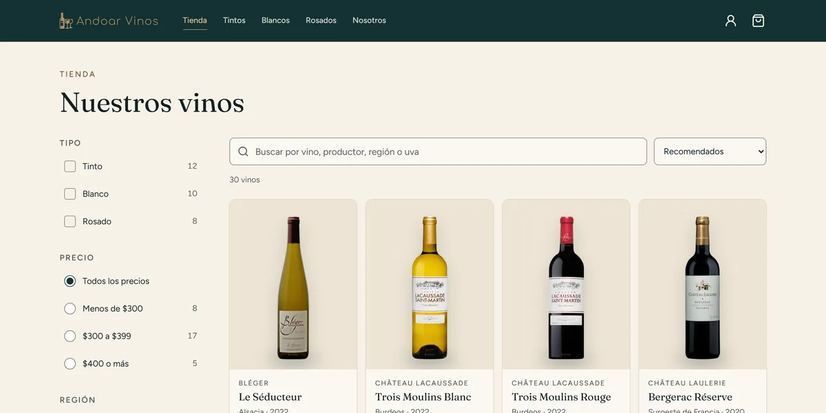 Andoar Vinos shop preview